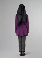Tesettür giyim MOR BELİ KUŞAKLI CEKET 6130 