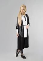Hijab clothing BLACK TIE-FRONT CARDIGAN 7221 