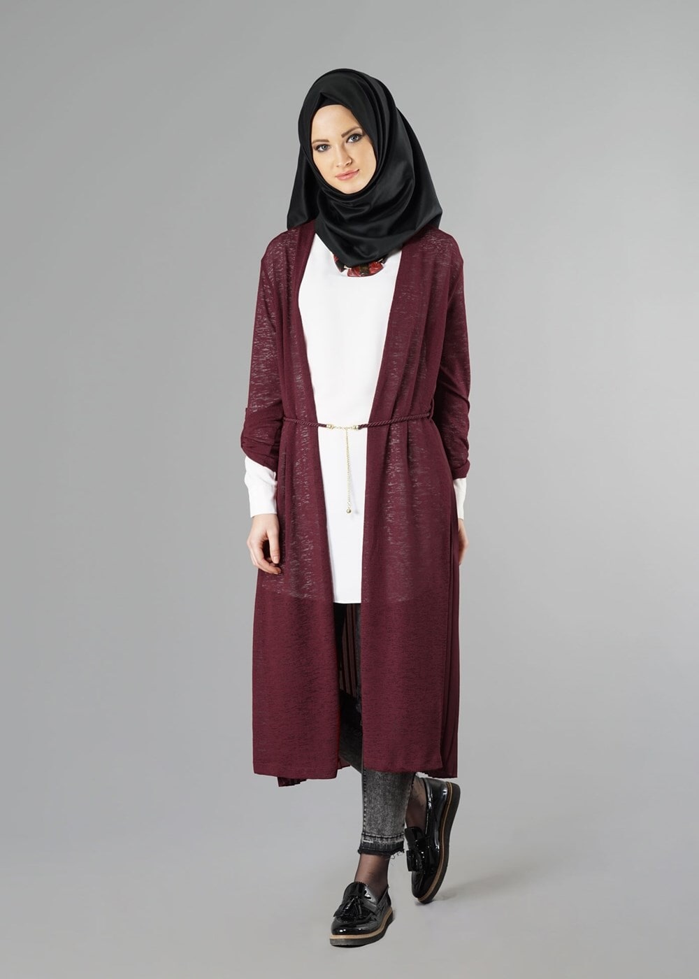 Tesettür giyim BORDO 7221 HIRKA