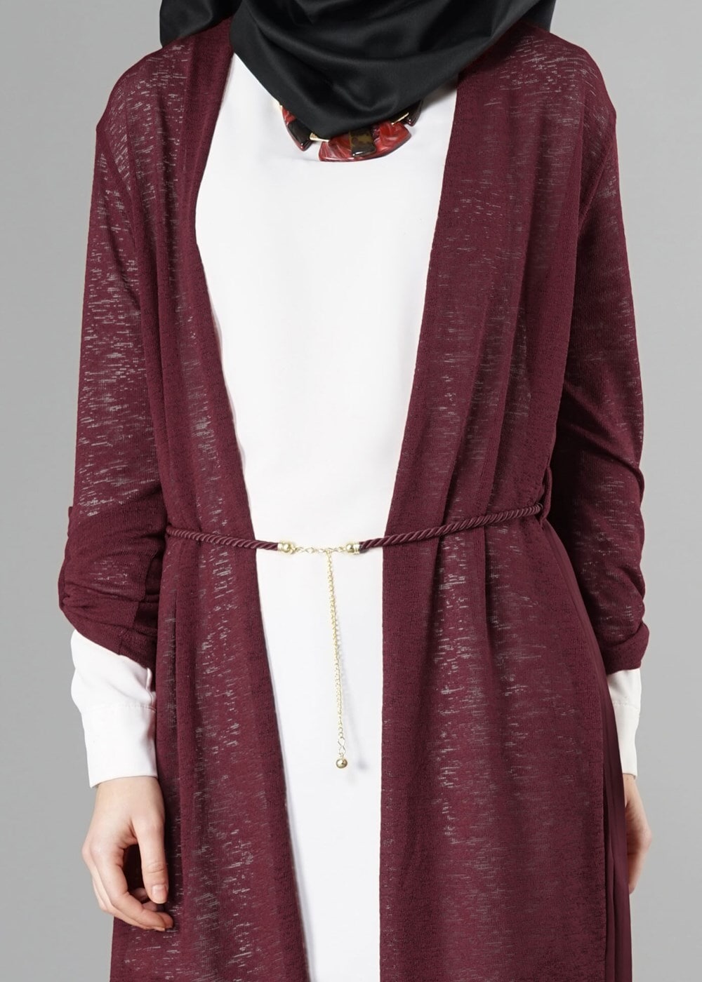 Tesettür giyim BORDO 7221 HIRKA