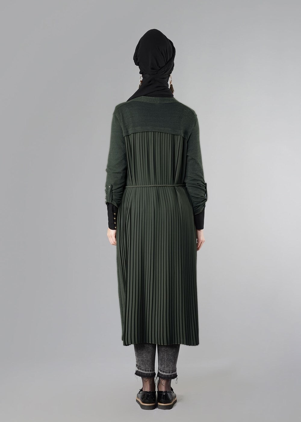 Hijab clothing KHAKI TIE-FRONT CARDIGAN 7221 