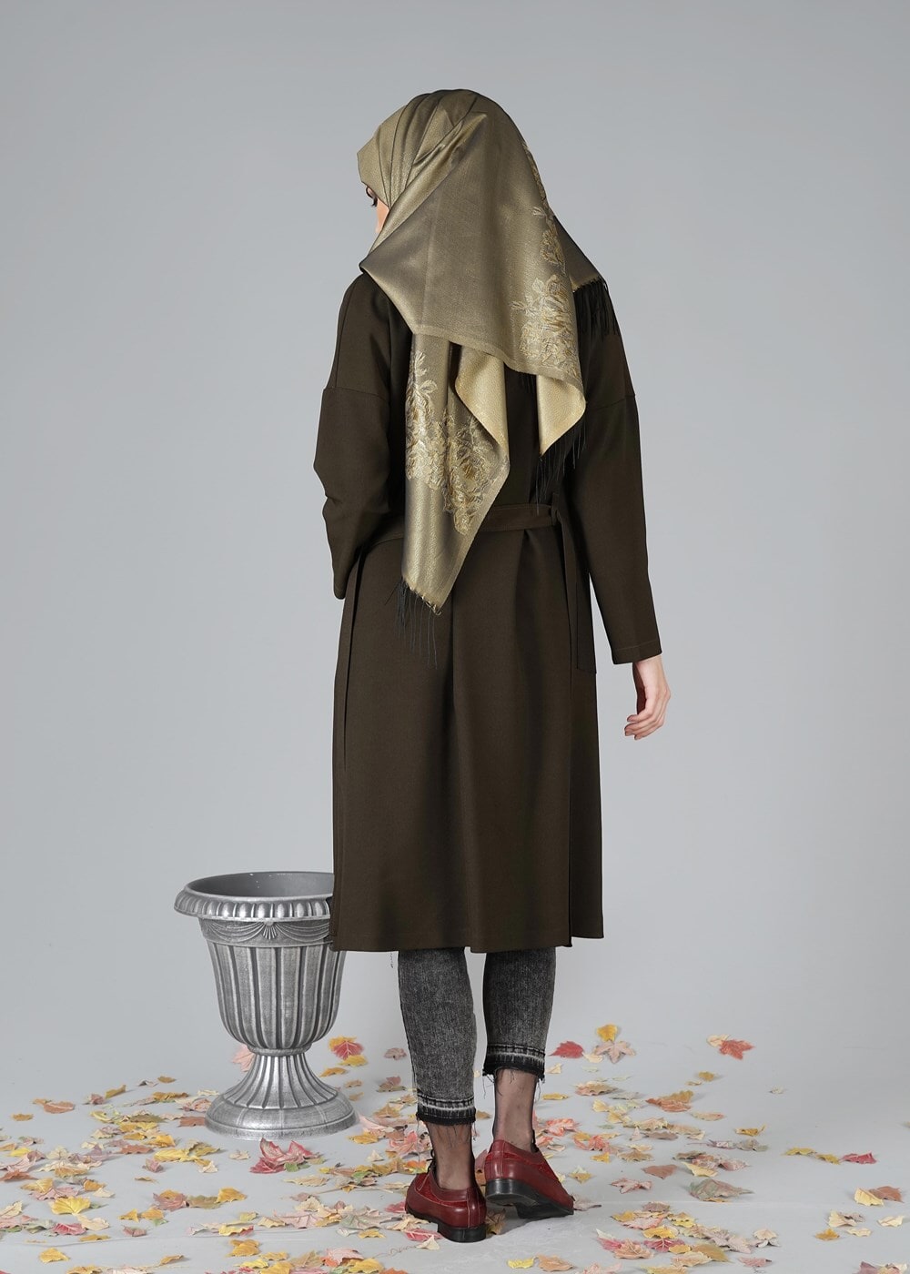 Tesettür giyim HAKİ 8366 CEKET 