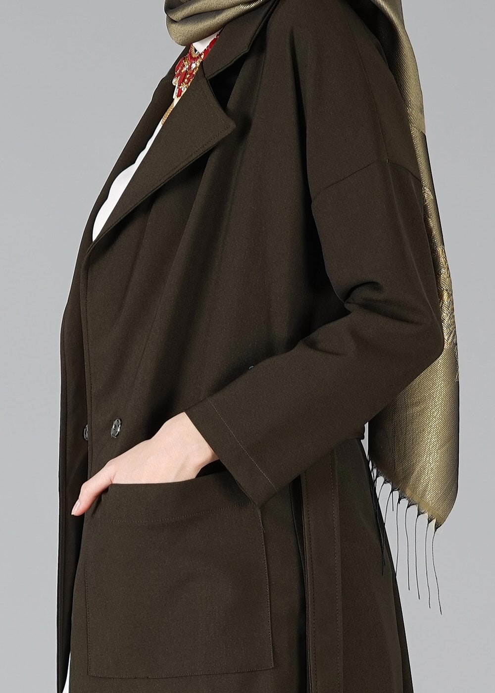 Tesettür giyim HAKİ 8366 CEKET 