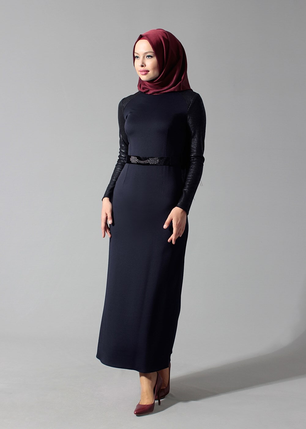 Tesettür giyim LACİVERT 4024 ELBİSE