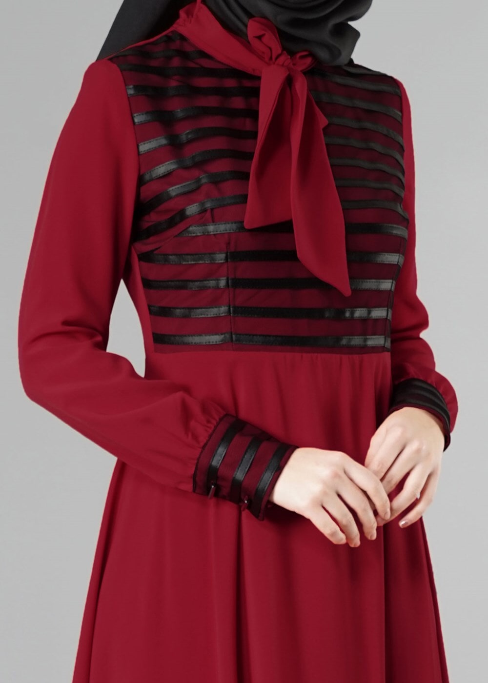 Tesettür giyim BORDO 4028 ELBİSE