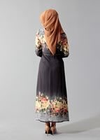 Hijab clothing BLACK FLORAL PRINTED DRESS 4035 