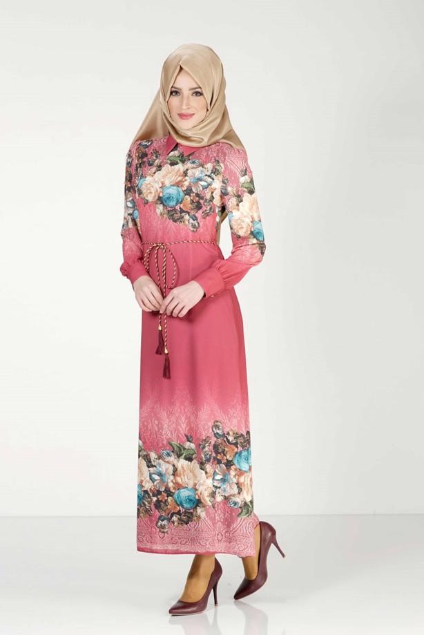 Vêtements hijab  FLORAL PRINTED DRESS 4035  - TRENDTESETTÜR