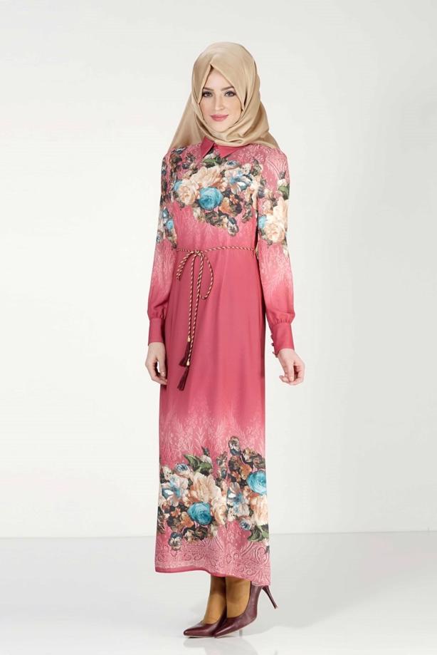 Vêtements hijab  FLORAL PRINTED DRESS 4035  - TRENDTESETTÜR