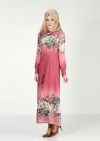 Vêtements hijab ROUGE BORDEAUX ROBE À FLEURS IMPRIMÉES 4035 