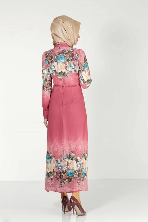 Vêtements hijab  FLORAL PRINTED DRESS 4035  - TRENDTESETTÜR