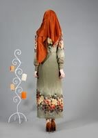 Hijab clothing KHAKI FLORAL PRINTED DRESS 4035