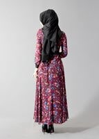 Hijab clothing CLARET RED ALVINA FLORAL PATTERNED DRESS T 4059