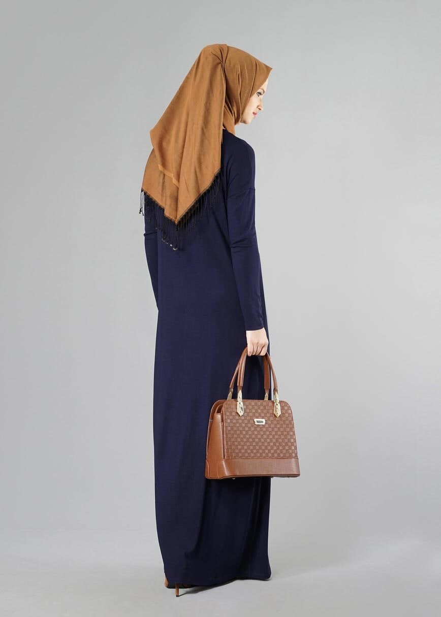 Tesettür giyim LACİVERT 4101 ELBİSE