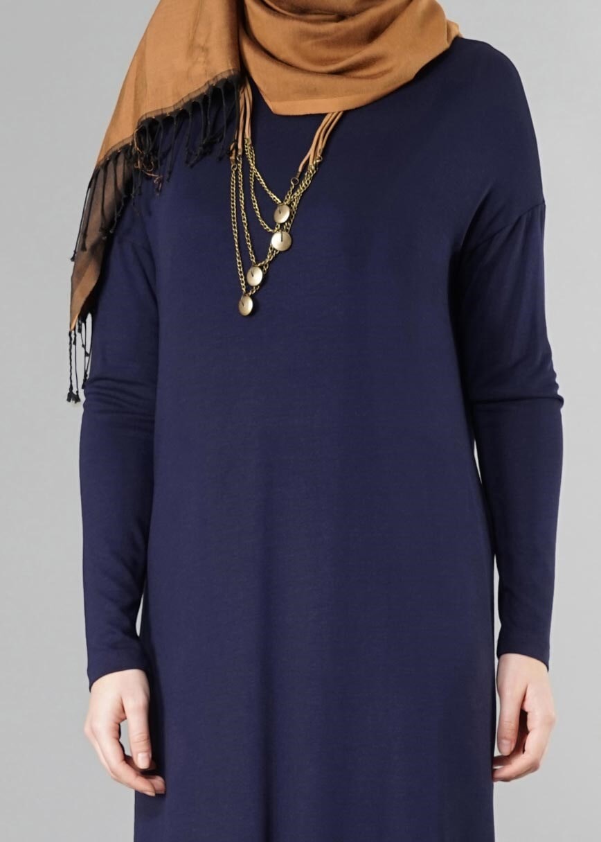 Tesettür giyim LACİVERT 4101 ELBİSE