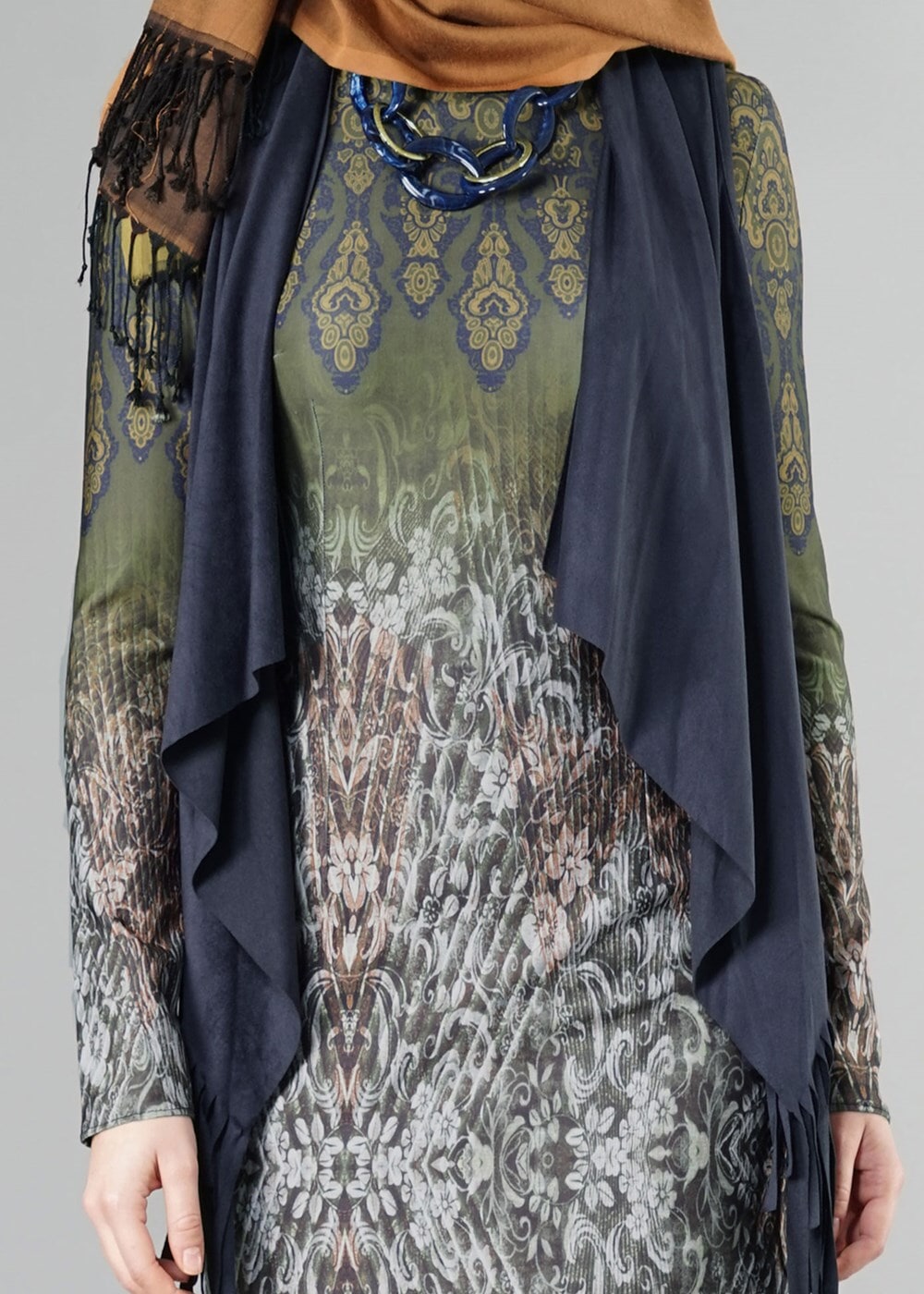 Tesettür giyim HAKİ 4149 ELBİSE