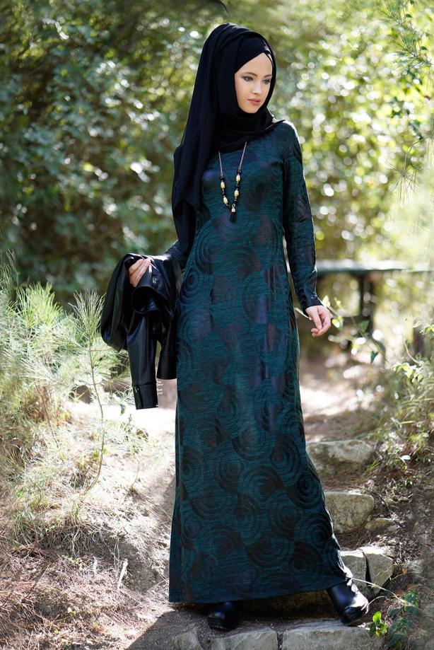 Vêtements hijab  PATTERNED DRESS 377  - TRENDTESETTÜR