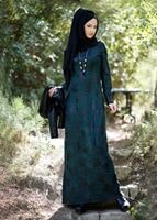 Vêtements hijab BLEU ROBE À DESSINS 377 