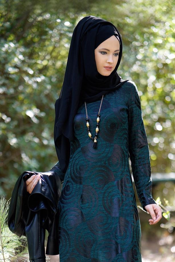 Vêtements hijab  PATTERNED DRESS 377  - TRENDTESETTÜR
