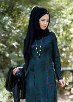 Vêtements hijab BLEU ROBE À DESSINS 377 