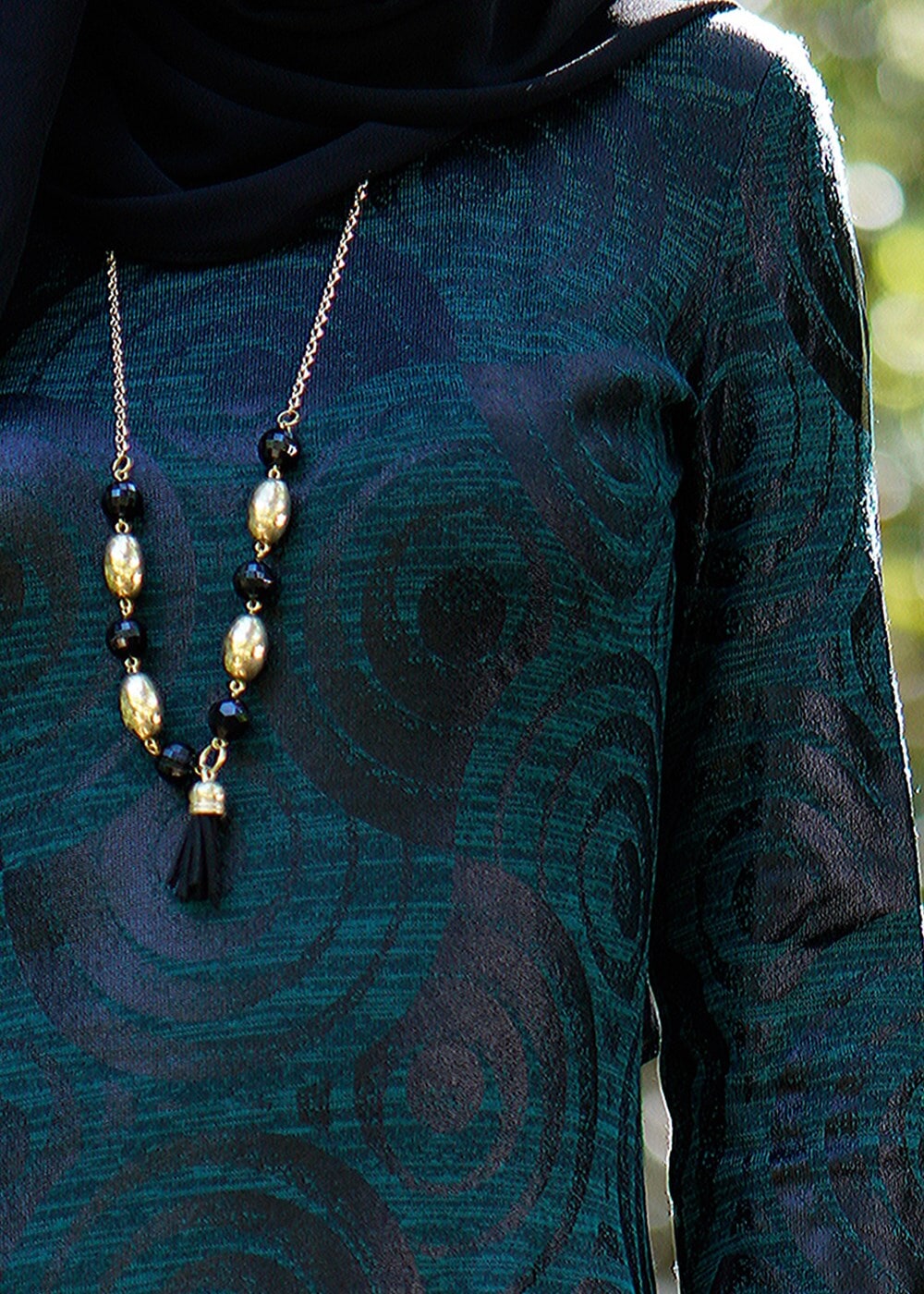 Vêtements hijab BLEU ROBE À DESSINS 377 