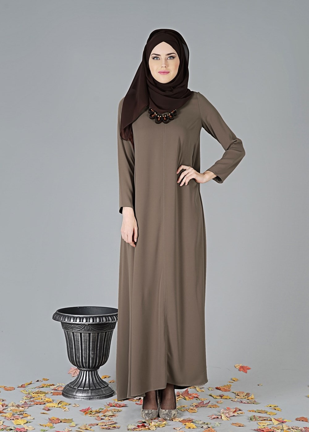 Hijab clothing MINK MANDARIN COLLAR DRESS 7321 