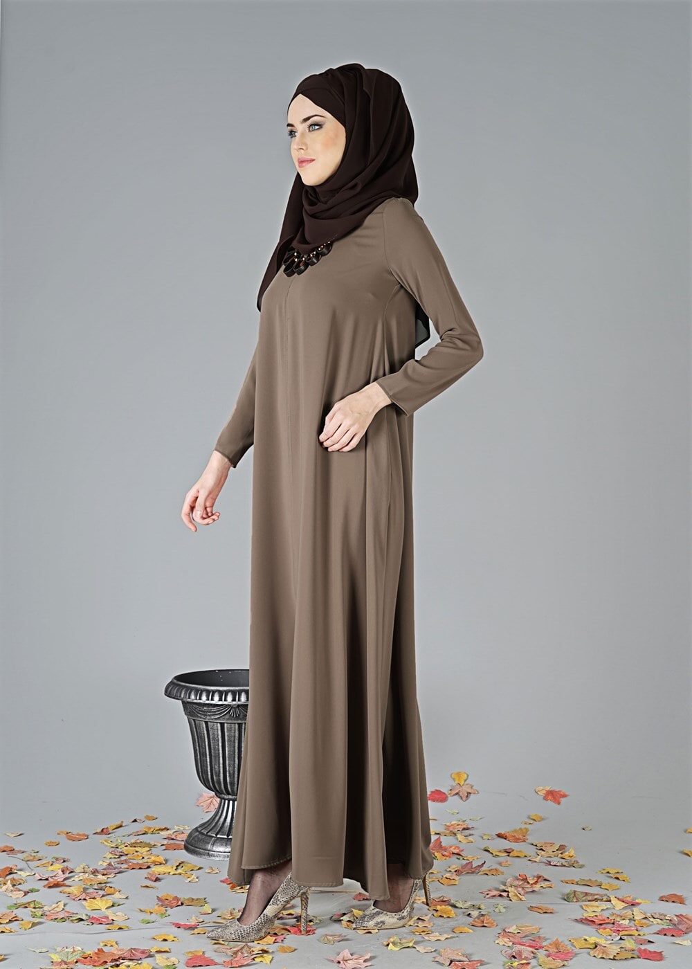 Hijab clothing MINK MANDARIN COLLAR DRESS 7321 