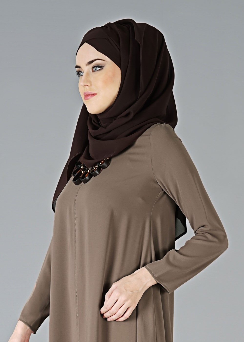 Hijab clothing MINK MANDARIN COLLAR DRESS 7321 