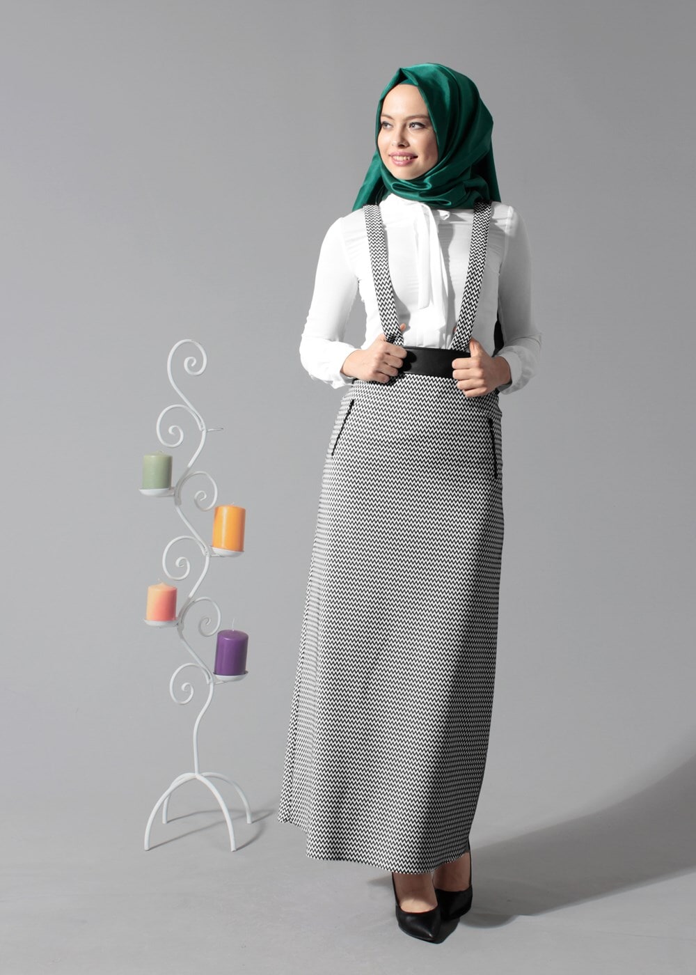 Tesettür giyim SİYAH 6802-1 ETEK