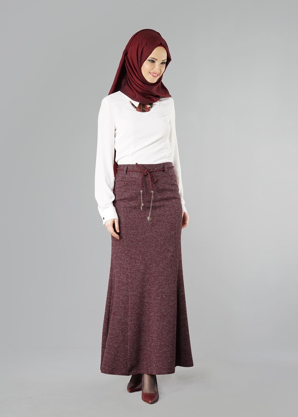 Vêtements hijab ROUGE BORDEAUX JUPE SIRENE 256121 