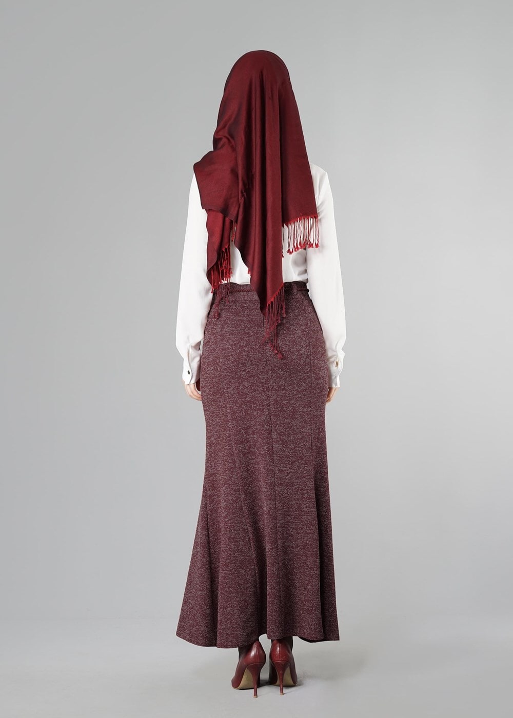Vêtements hijab ROUGE BORDEAUX JUPE SIRENE 256121 