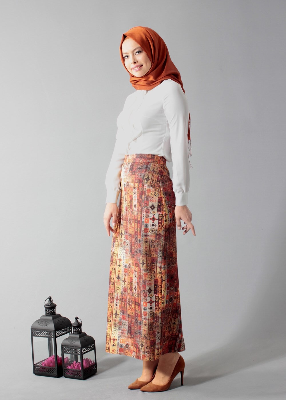 Tesettür giyim KAHVE 6764 ETEK