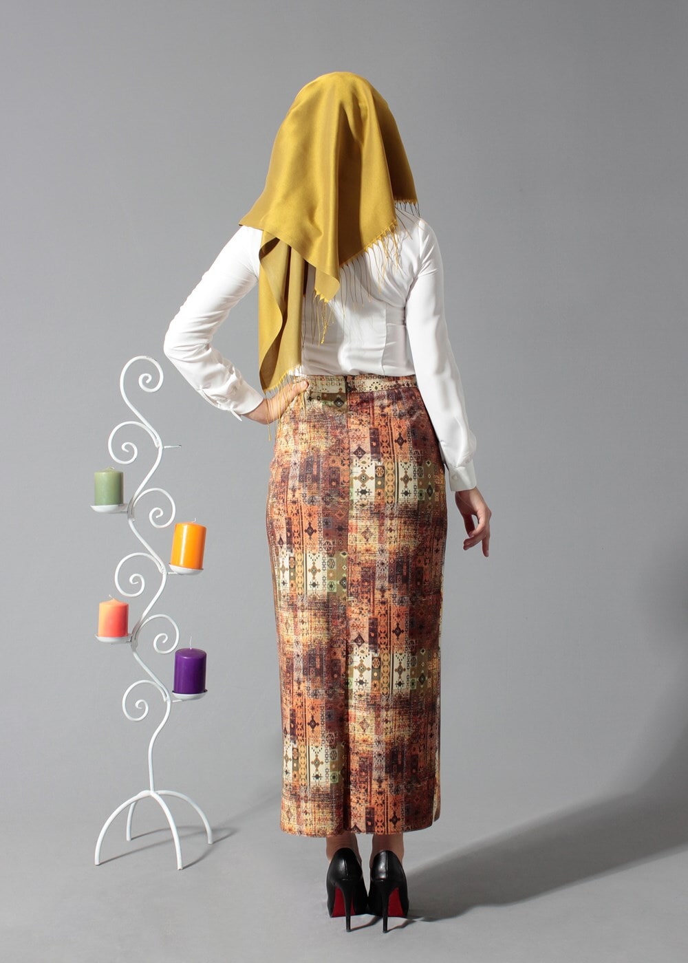 Tesettür giyim HAKİ 6764 ETEK