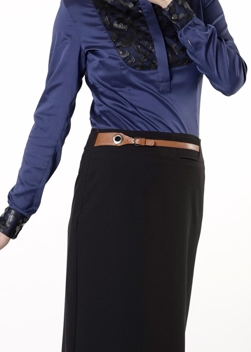 Tesettür giyim SİYAH DERİ DETAYLI KALEM ETEK 6772 