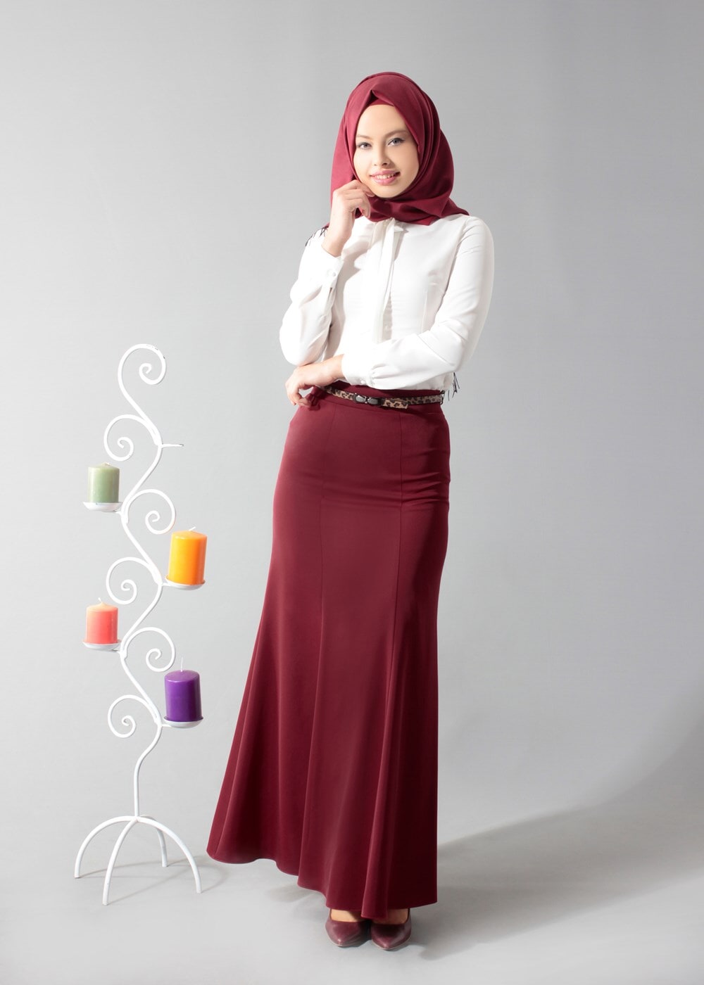 Tesettür giyim BORDO 6775 ETEK