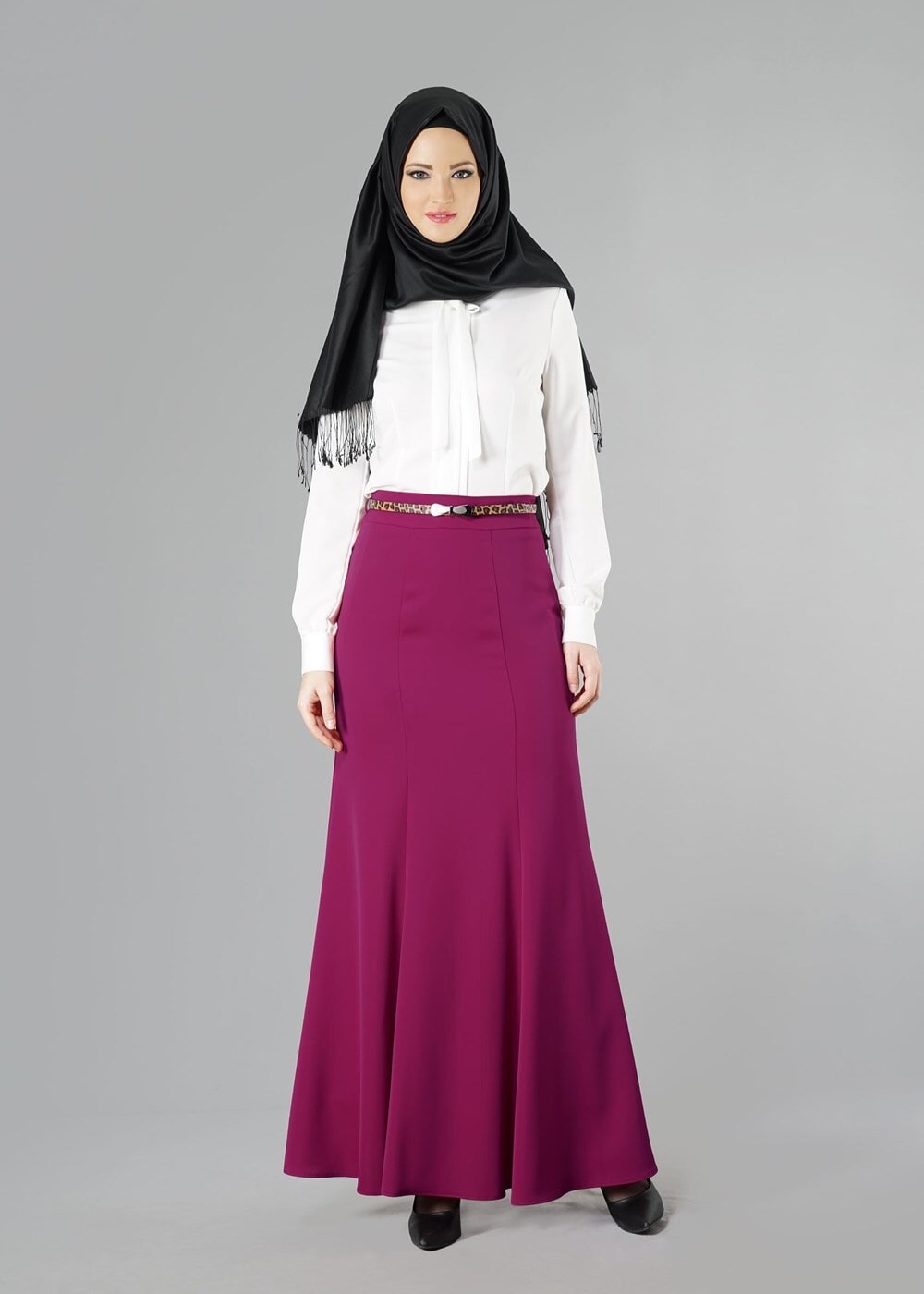 Tesettür giyim FUŞYA 6775 ETEK
