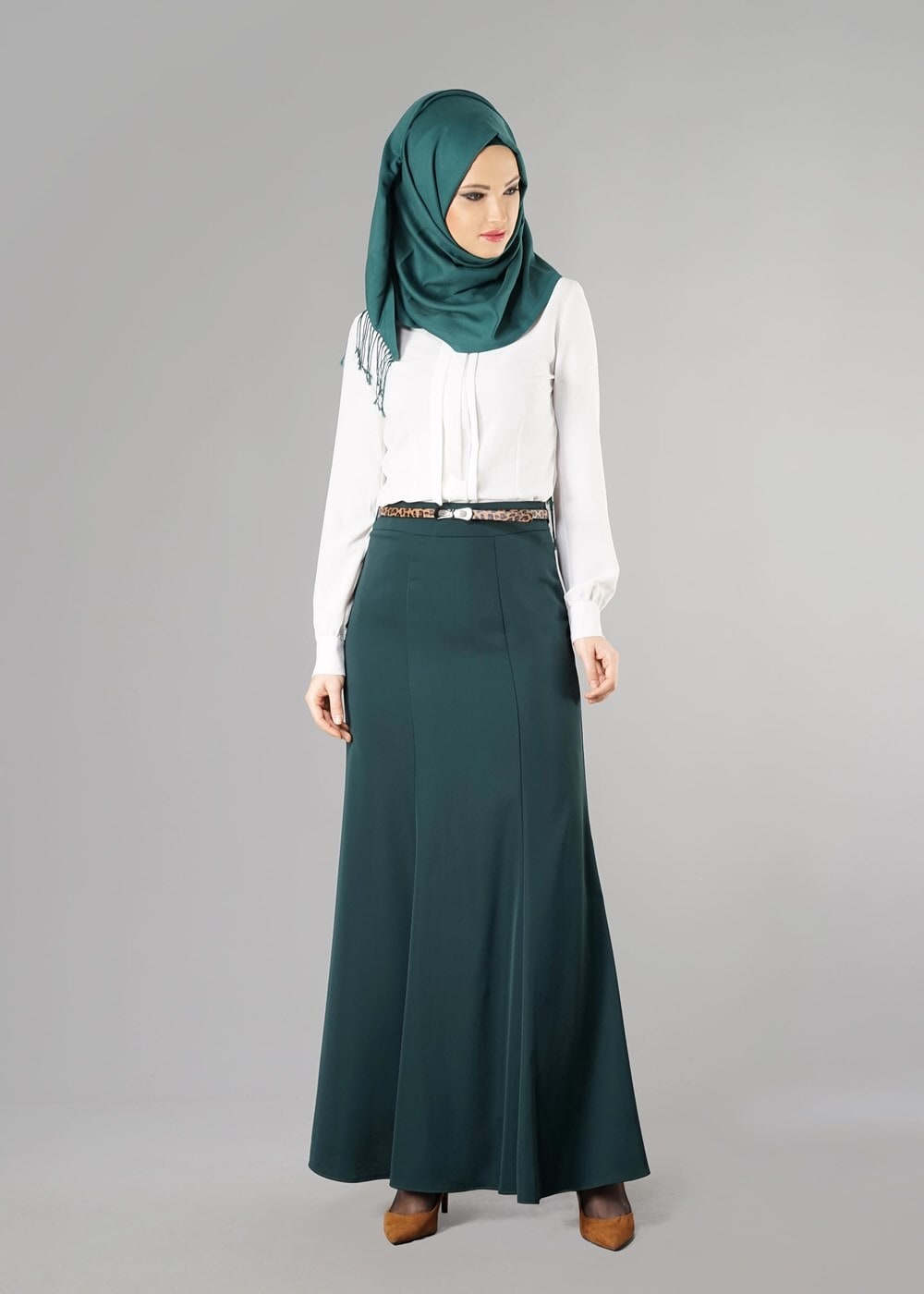 Tesettür giyim YEŞİL 6775 ETEK