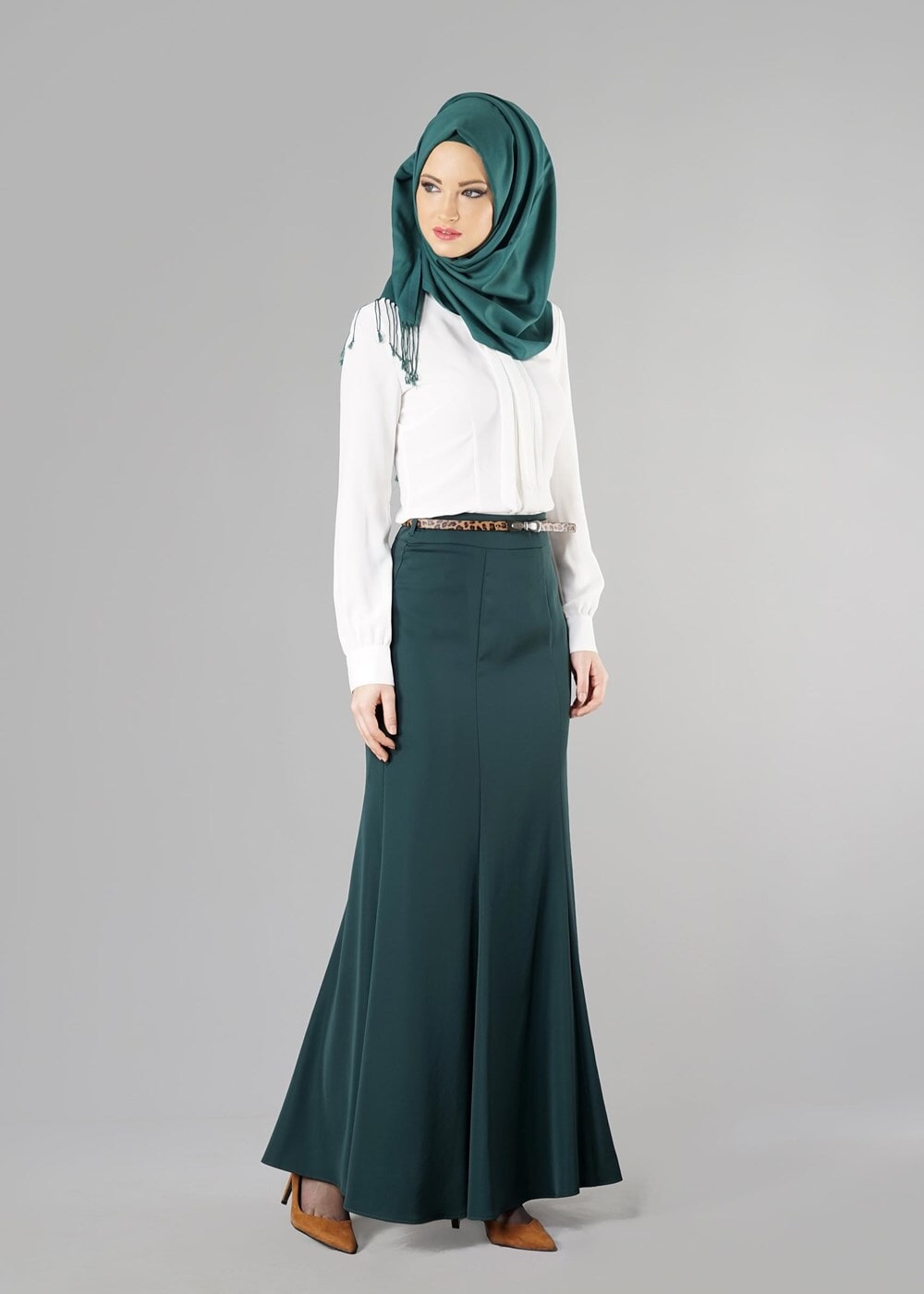 Tesettür giyim YEŞİL 6775 ETEK