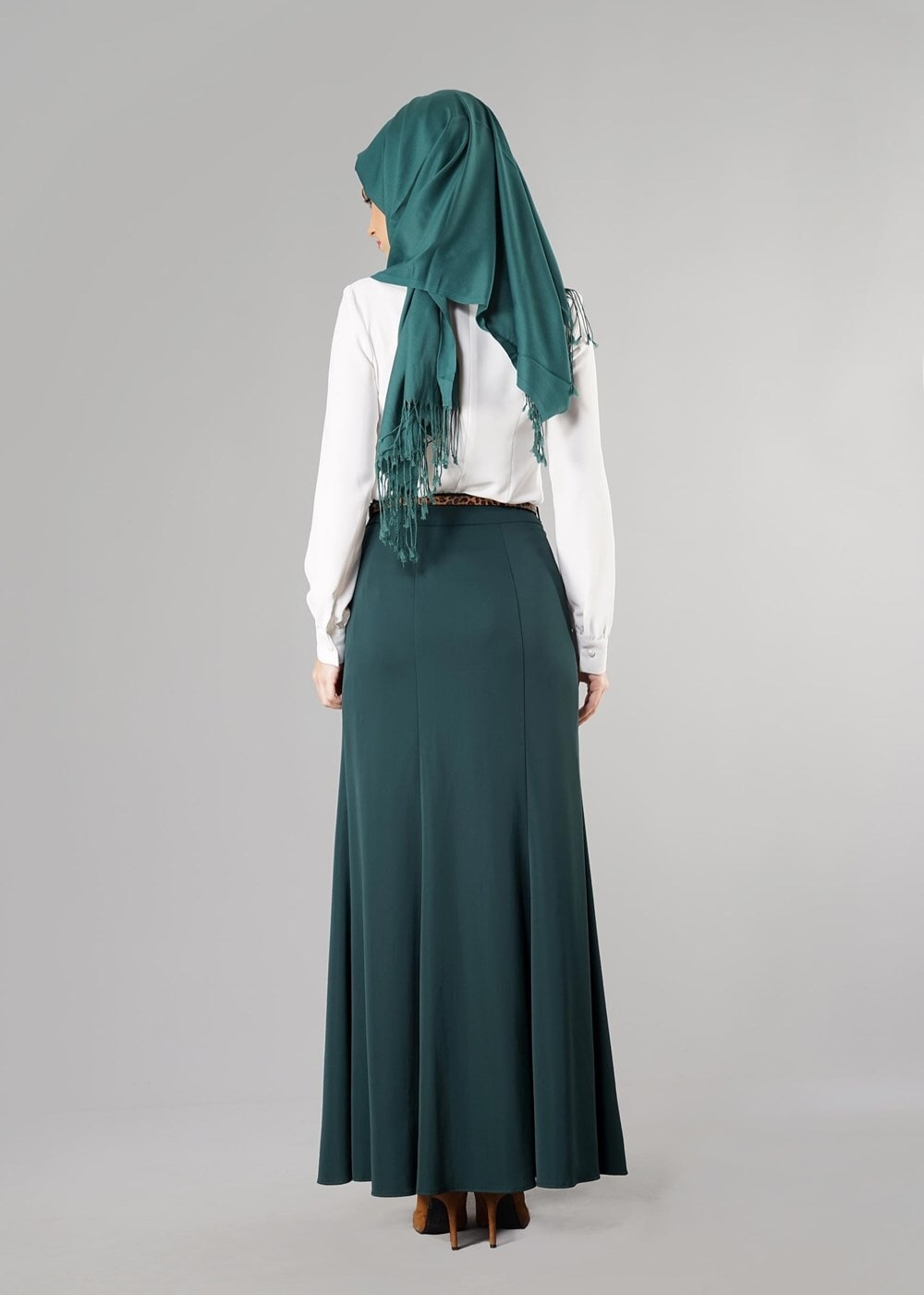 Tesettür giyim YEŞİL 6775 ETEK