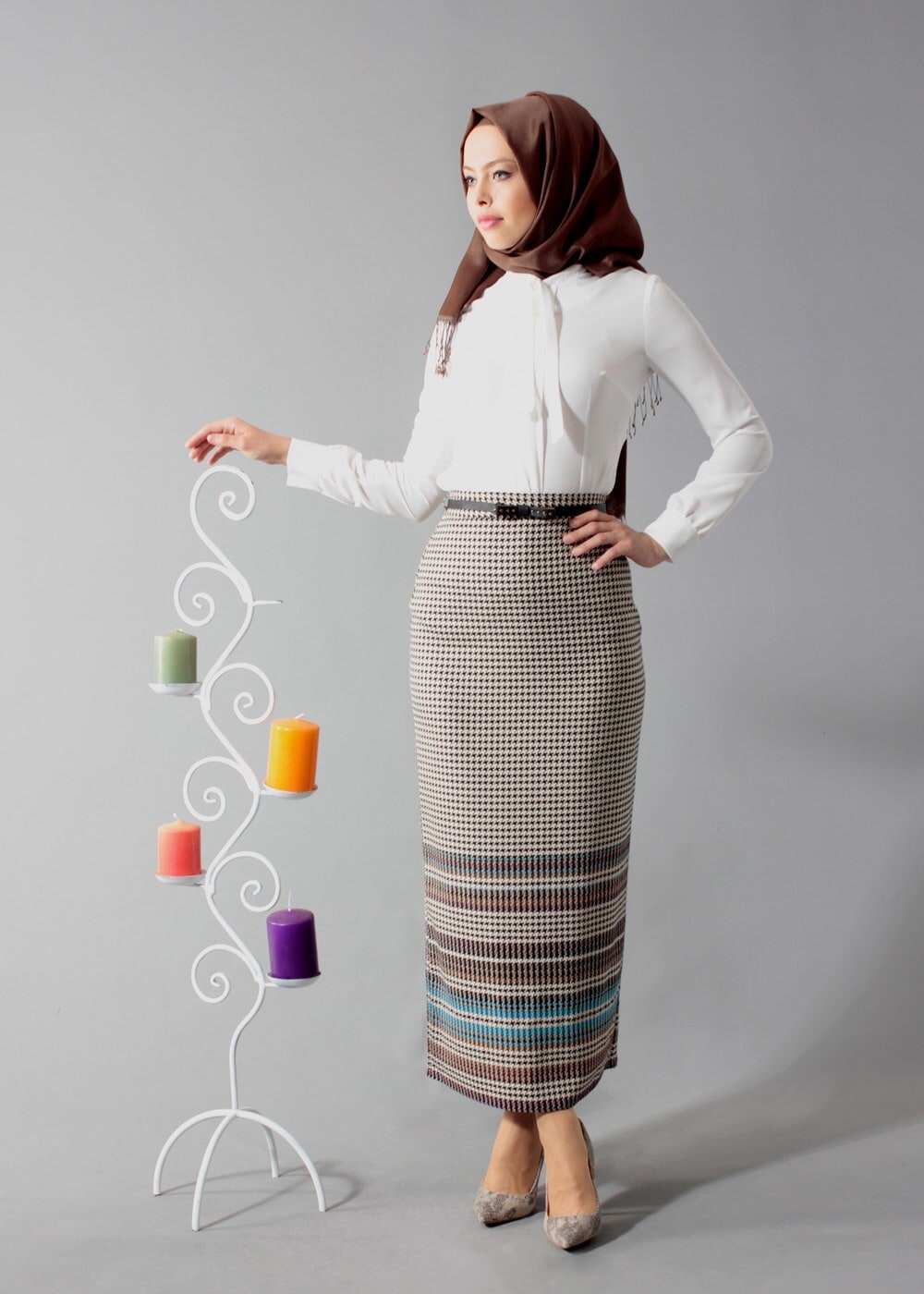 Tesettür giyim MAVİ 6781 ETEK