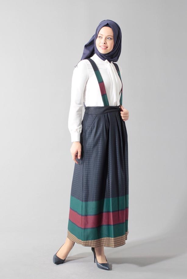 Vêtements hijab  PLAID SKIRT WITH STRAPS 6783 - TRENDTESETTÜR