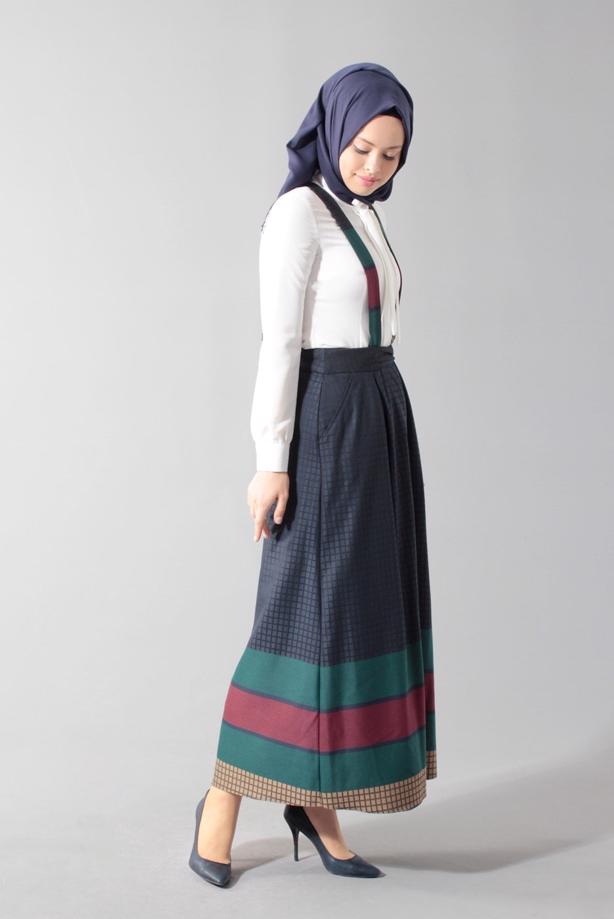 Vêtements hijab  PLAID SKIRT WITH STRAPS 6783 - TRENDTESETTÜR