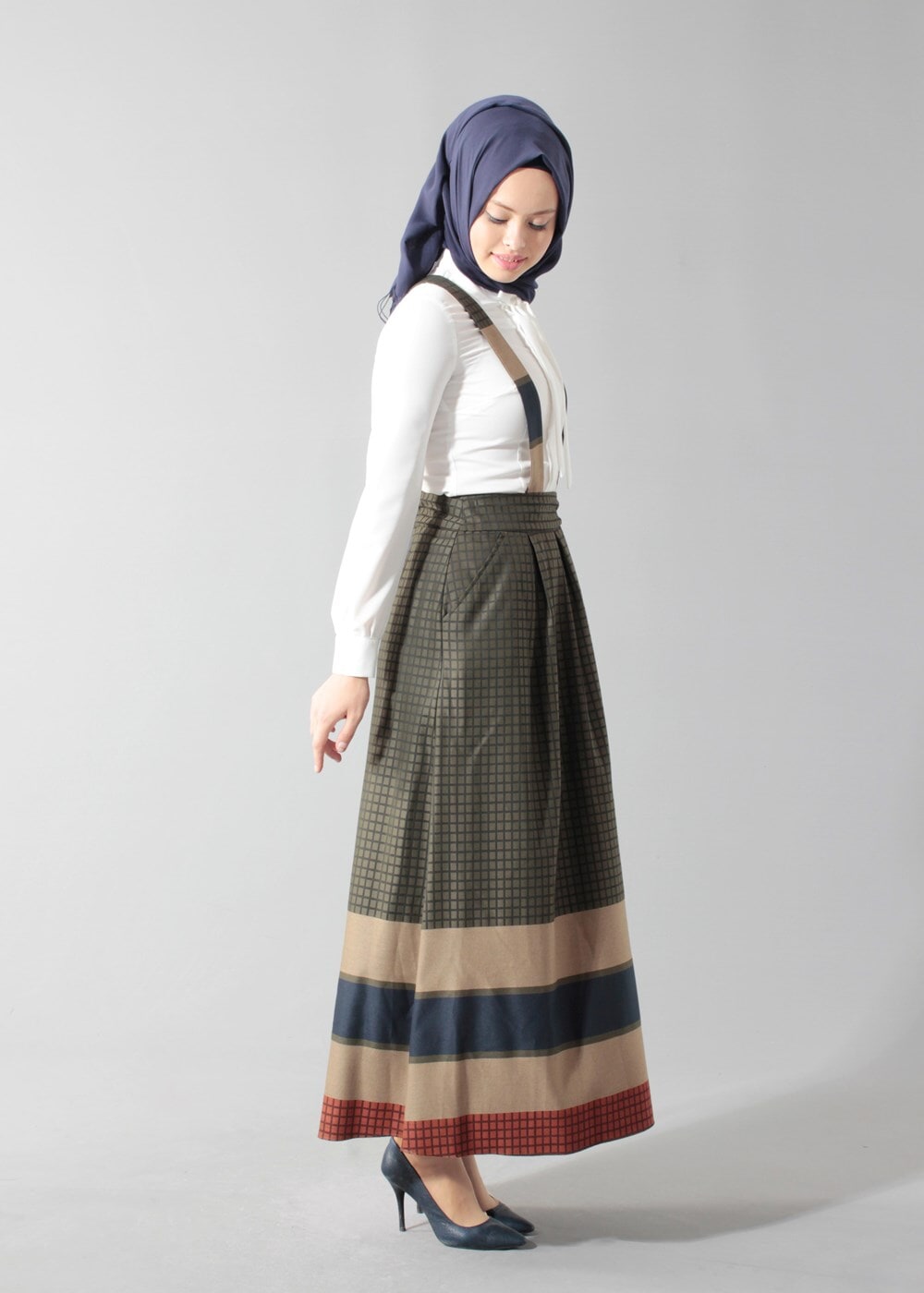 Tesettür giyim HAKİ 6783 ETEK