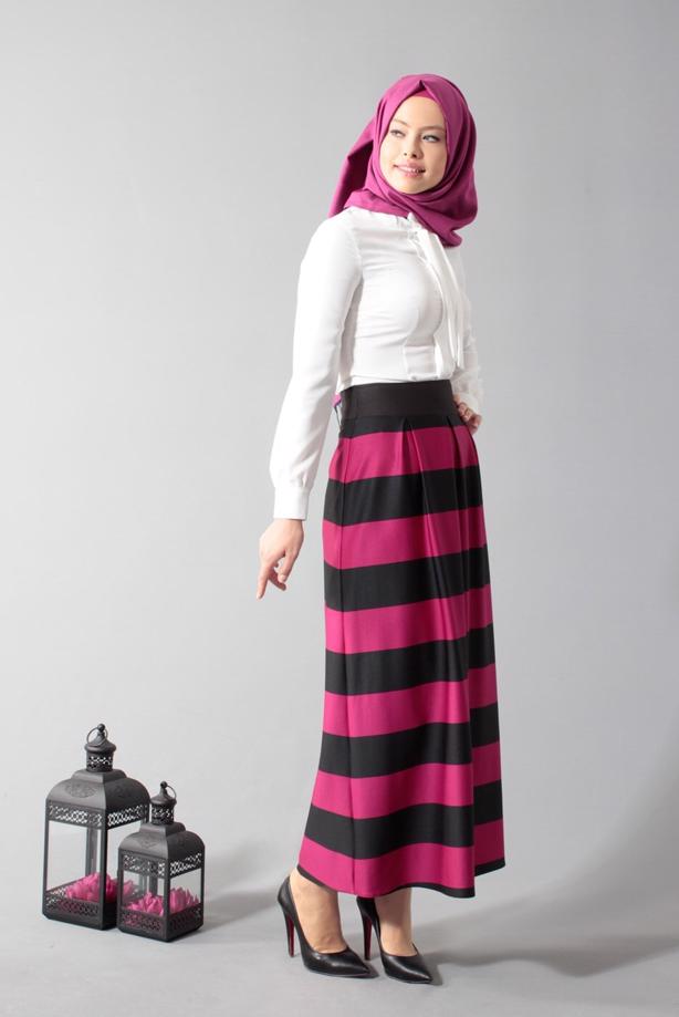 Vêtements hijab  STRIPPED FLARE SKIRT 6785  - TRENDTESETTÜR
