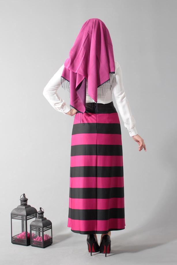 Vêtements hijab  STRIPPED FLARE SKIRT 6785  - TRENDTESETTÜR