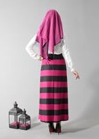 Hijab clothing FUCHSIA STRIPPED FLARE SKIRT 6785 