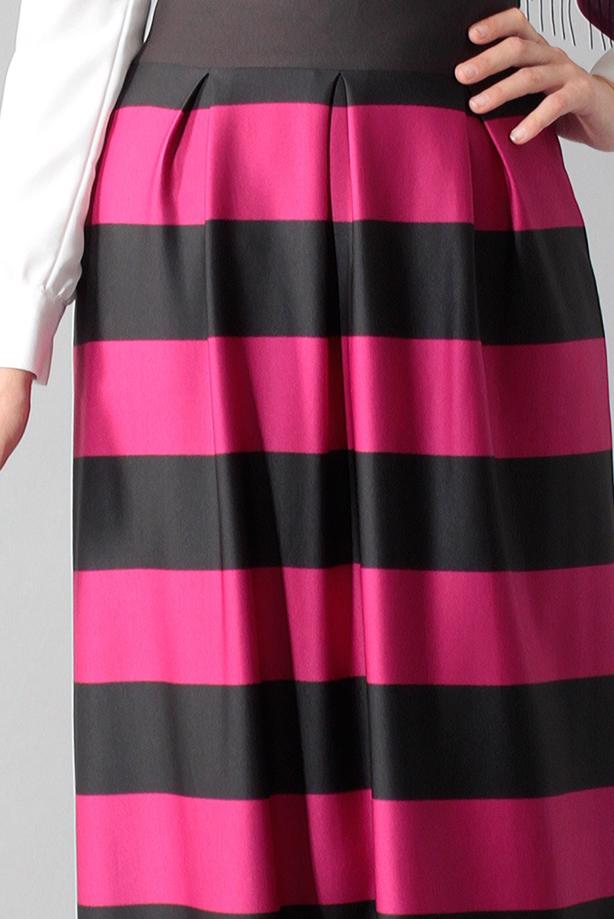 Vêtements hijab  STRIPPED FLARE SKIRT 6785  - TRENDTESETTÜR