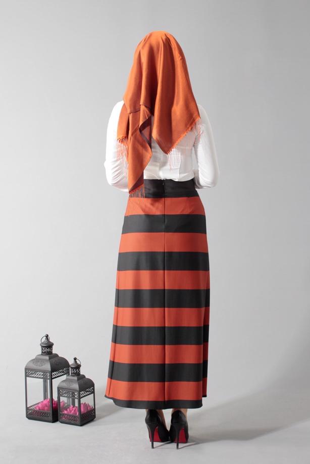 Vêtements hijab  STRIPPED FLARE SKIRT 6785  - TRENDTESETTÜR