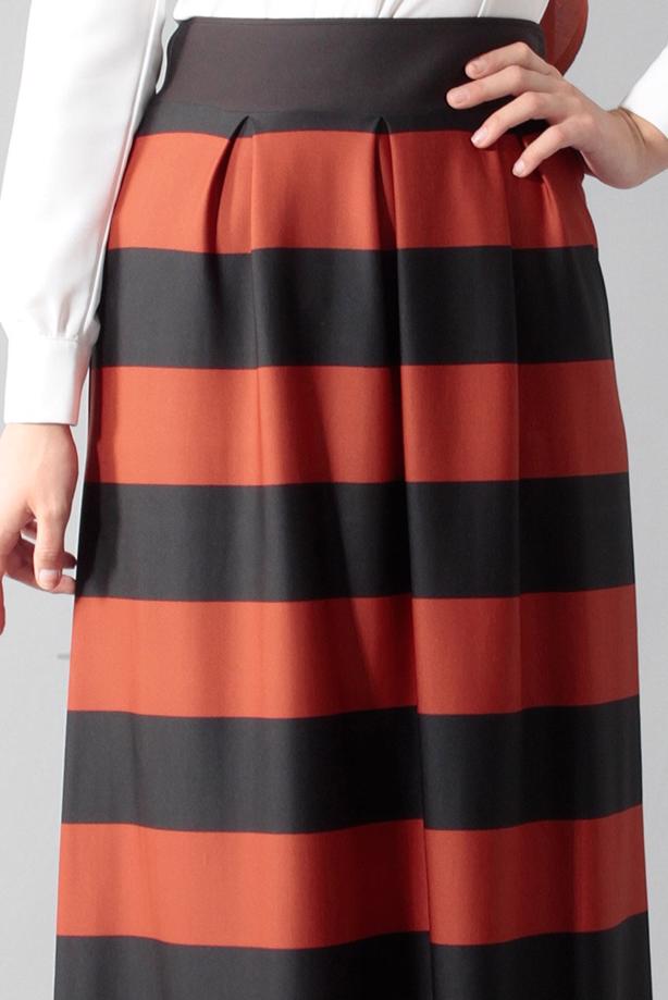 Vêtements hijab  STRIPPED FLARE SKIRT 6785  - TRENDTESETTÜR