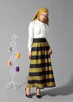 Hijab clothing GREEN STRIPPED FLARE SKIRT 6785 