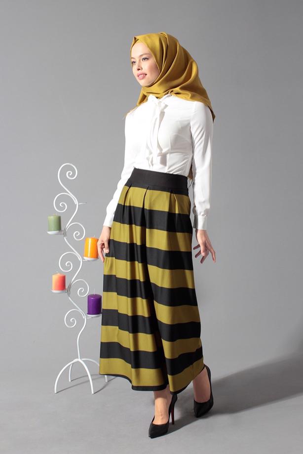Vêtements hijab  STRIPPED FLARE SKIRT 6785  - TRENDTESETTÜR